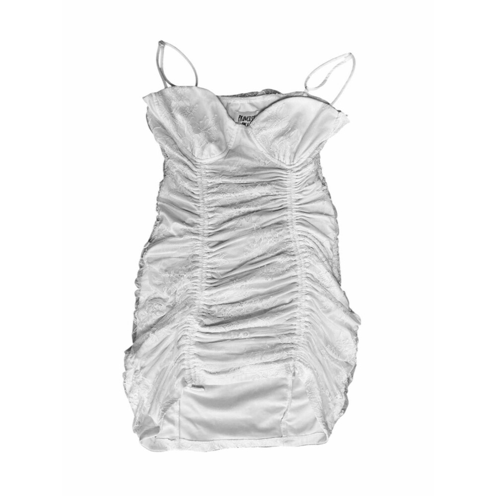 Princess Polly White Lace Ruched Mini Dress Size US 4